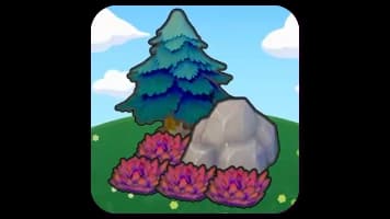 Pointy tree-shaded rocky tall grass